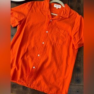 Alex Mill Seersucker Orange Men's SS Button Down Shirt